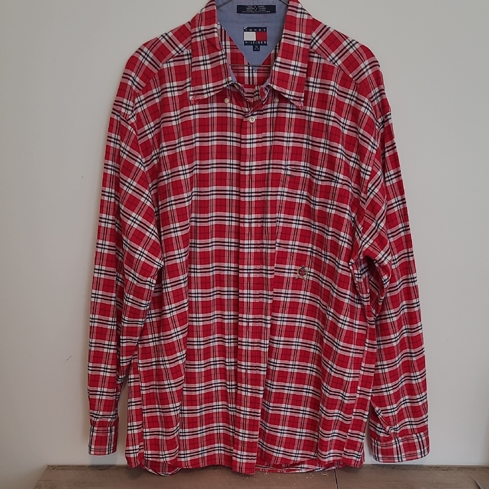 Tommy Hilfiger Red Plaid Men's Shirt